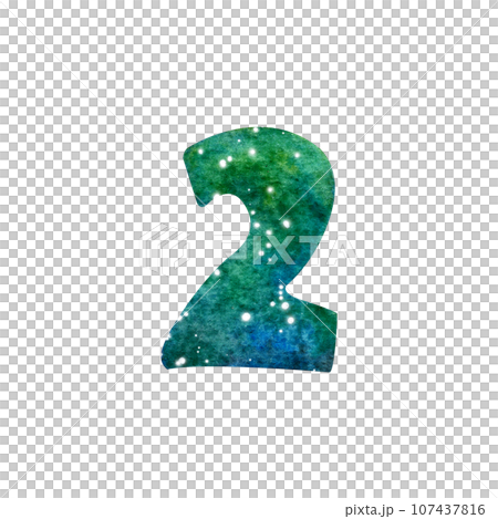 Watercolor painting of galaxy or night sky with stars number font. 107437816