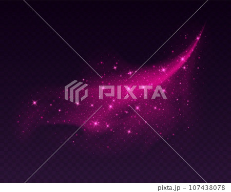 Pink dust cloud with sparkles isolated on dark background. Stardust sparkling background. Pink dust cloud with sparkles isolated on dark background. Stardust sparkling background. 107438078