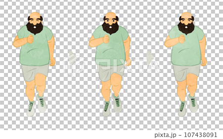 Fat uncle running illustration set C Fat uncle running illustration set C 107438091