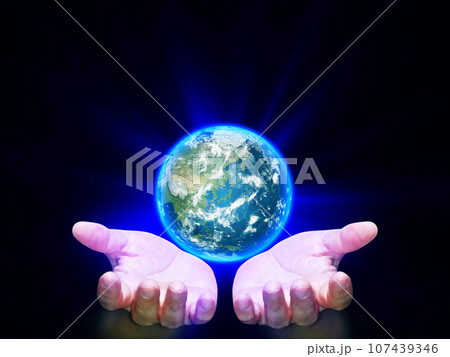 地球　ハンド　手　小さめ 107439346