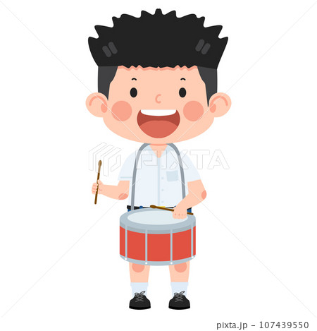Kid boy student playing drum Kid boy student playing drum 107439550
