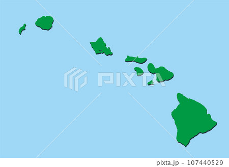 ハワイの地図 島名表記無し 影付き 107440529