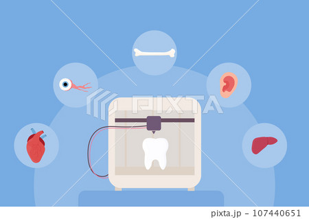 Set 3d printing, bioprinting, artificial organs, prosthetics, synthetic. Liver, arm, ear, eye, bone, heart. Set 3d printing, bioprinting, artificial organs, prosthetics, synthetic. Liver, arm, ear, eye, bone, heart. 107440651