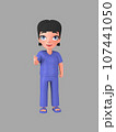 Short-haired female character in nursing assistant uniform ,3d rendering 107441050