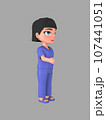 Short-haired female character in nursing assistant uniform ,3d rendering 107441051