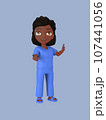 Dark-skinned female character in blue nursing assistant uniform. 3d rendering 107441056