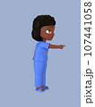 Dark-skinned female character in blue nursing assistant uniform. 3d rendering 107441058