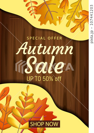 Autumn, Fall Sale poster 3d background 107441203