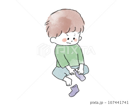 靴下を履く子ども 107441741