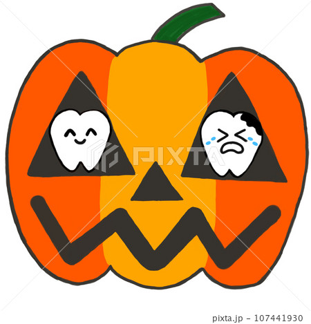 歯科　歯　ハロウィン　カボチャ 107441930