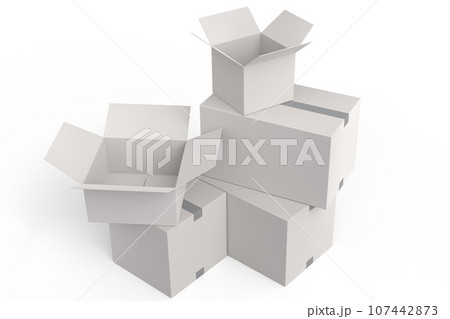 Cardboard box or carton on white background, carrying parcel and online shopping 107442873