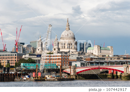 Panoramic View of London Skyline from River Thames Panoramic View of London Skyline from River Thames 107442917