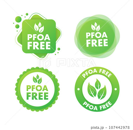 Pfas Free label. Proper nutrition, healthy eating. Pfas Free sign .Vector stock illustration. 107442978