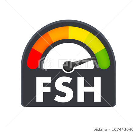 Follicle stimulating hormone Level Meter, measuring scale. FSH Level speedometer indicator. Vector stock illustration Follicle stimulating hormone Level Meter, measuring scale. FSH Level speedometer indicator. Vector stock illustration 107443046
