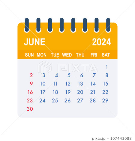 June 2024 Calendar Leaf. Calendar 2024 in flat style. Vector stock illustration 107443088