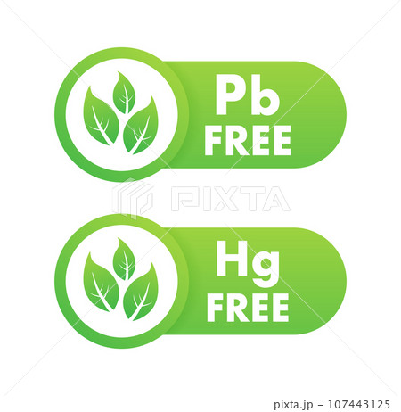 Pb free, Hg free lead and mercury free icon. Vector stock illustration Pb free, Hg free lead and mercury free icon. Vector stock illustration 107443125