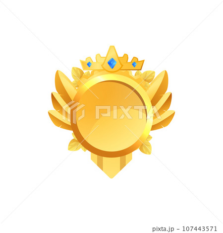 Golden award icon for game design, vector illustration isolated on white. 107443571
