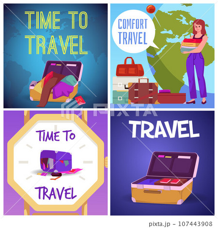 Set of vector illustration for Time to travel concept. 107443908