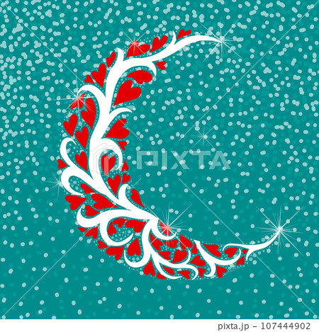 Ramadan Mubarak Kareem. Abstract moon made from patterns object. hand drawing. Not AI, Illustrat3 . Vector illustration Ramadan Mubarak Kareem. Abstract moon made from patterns object. hand drawing. Not AI, Illustrat3 . Vector illustration 107444902