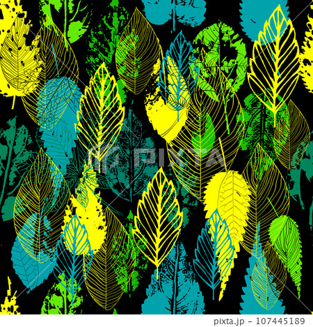 Autumn leaves print. Seamless background. hand drawing. Not AI, Illustrat3 . Vector illustration 107445189