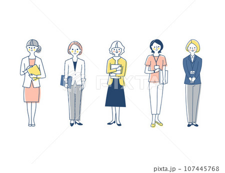 さまざまな女性5人 全身 mix-h さまざまな女性5人 全身 mix-h 107445768