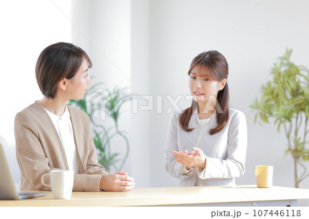 1on1_上司に過去の仕事の失敗を打ち明けるビジネスウーマン_1 1on1_上司に過去の仕事の失敗を打ち明けるビジネスウーマン_1 107446118