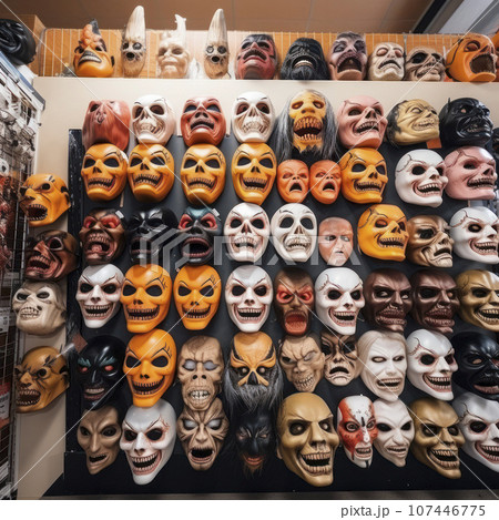 halloween mask display for sale - Stock Illustration [107446775] - PIXTA