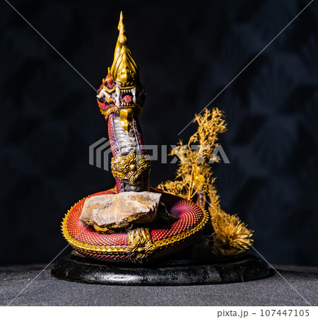 King of naga, naka Thailand dragon or serpent king in the dark 107447105