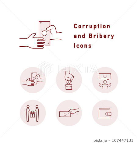 汚職・賄賂・政治献金に関するカラーアイコンのセット 汚職・賄賂・政治献金に関するカラーアイコンのセット 107447133