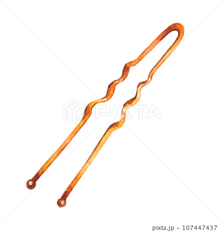 Golden hairpin hand drawn isolated 107447437