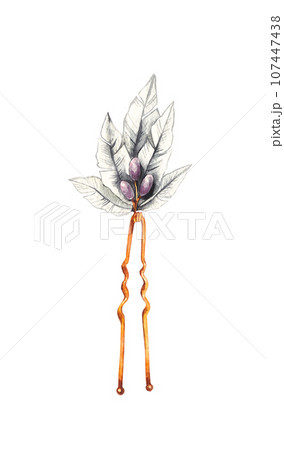 Golden hairpin hand drawn isolated 107447438