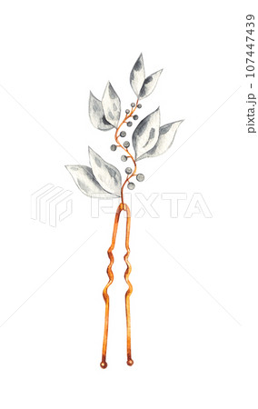 Golden hairpin hand drawn isolated 107447439