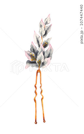 Golden hairpin hand drawn isolated 107447440