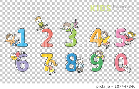 数字と子供のイラスト 107447846
