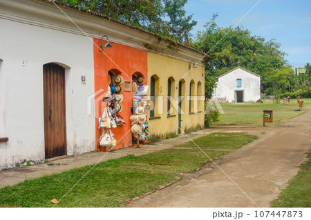 Porto Seguro, Bahia, Brazil: colored old houses in historic center of the city of discovery 107447873