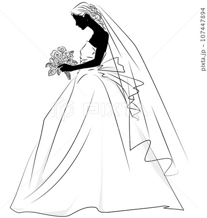 花嫁のシルエットイラスト 107447894