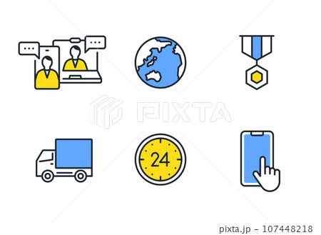 ビジネスのシンプルなベクター線画アイコンイラストセット素材 ビジネスのシンプルなベクター線画アイコンイラストセット素材 107448218