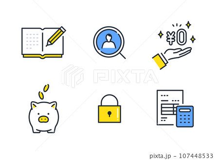ビジネスのシンプルなベクター線画アイコンイラストセット素材 ビジネスのシンプルなベクター線画アイコンイラストセット素材 107448533
