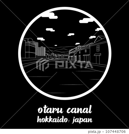 Circle Icon line Otaru Canal. vector illustration 107448706