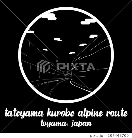 Circle Icon line Tateyama Kurobe Alpine Route. vector illustration Circle Icon line Tateyama Kurobe Alpine Route. vector illustration 107448709