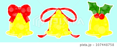 かわいいベルのイラスト 3個セット【白いフチあり】 107448758