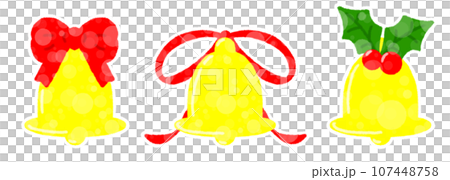 かわいいベルのイラスト 3個セット【白いフチあり】 107448758