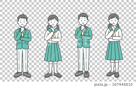 Male and female students worried with their hands on their faces 107448810