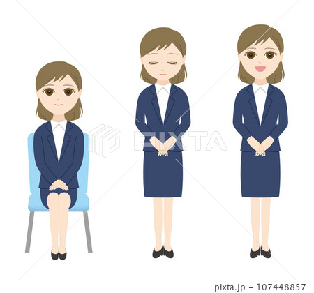 面接を受けるスーツ姿の女性 107448857