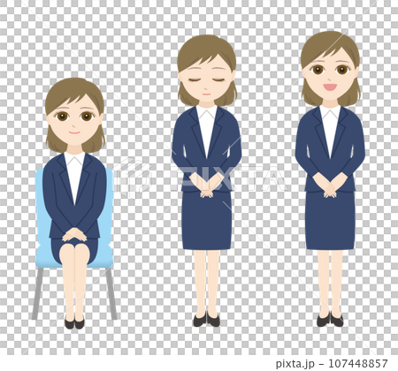 面接を受けるスーツ姿の女性 107448857