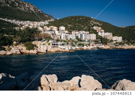 The harbour at Kas or Kash on the Mediterranean coast of Turkey - may 2023 107448913