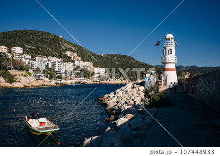 The harbour at Kas or Kash on the Mediterranean coast of Turkey - may 2023 The harbour at Kas or Kash on the Mediterranean coast of Turkey - may 2023 107448933