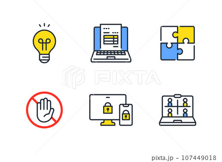 ビジネスのシンプルなベクター線画アイコンイラストセット素材 ビジネスのシンプルなベクター線画アイコンイラストセット素材 107449018