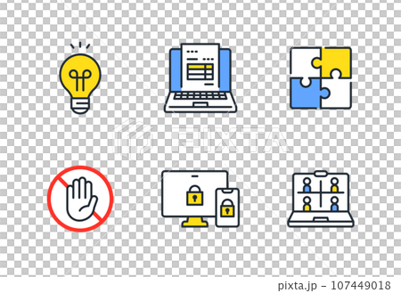 ビジネスのシンプルなベクター線画アイコンイラストセット素材 ビジネスのシンプルなベクター線画アイコンイラストセット素材 107449018