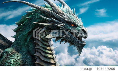 緑色の恐ろしいドラゴン「AI生成画像」 緑色の恐ろしいドラゴン「AI生成画像」 107449086